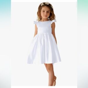 White Satin Flower Girl Dress